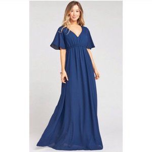NWT Show Me Your Mumu Emily Empire Maxi Dress Navy